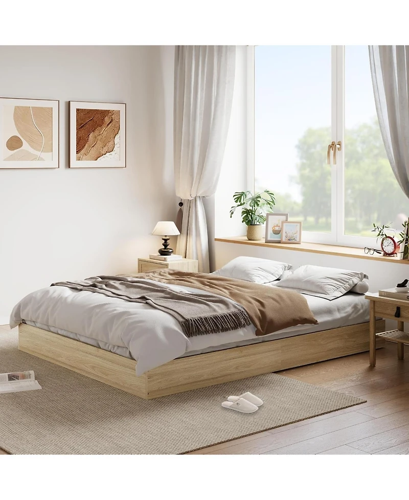 gaomon Full Size Solid Wood Platform Bed Frame, Minimalist Floor-Standing, Durable Wooden Slats, Easy Assembly