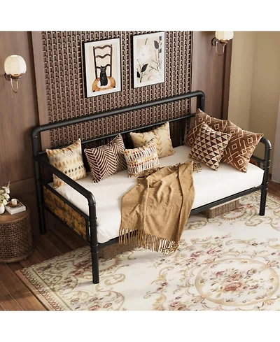 gaomon Twin Size Black Metal Daybed Frame, Sofa Bed Platform, Sturdy Construction, Easy Assembly