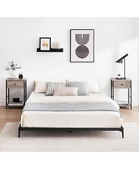 gaomon Full Size Bed Frame 6 Inch Metal Platform Heavy Duty Low Bed Frame Sturdy Metal Slats Matte Black