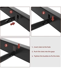 gaomon Full Size Metal Platform Bed Frame with Faux Leather Headboard Strong Slats Large Underbed Storage