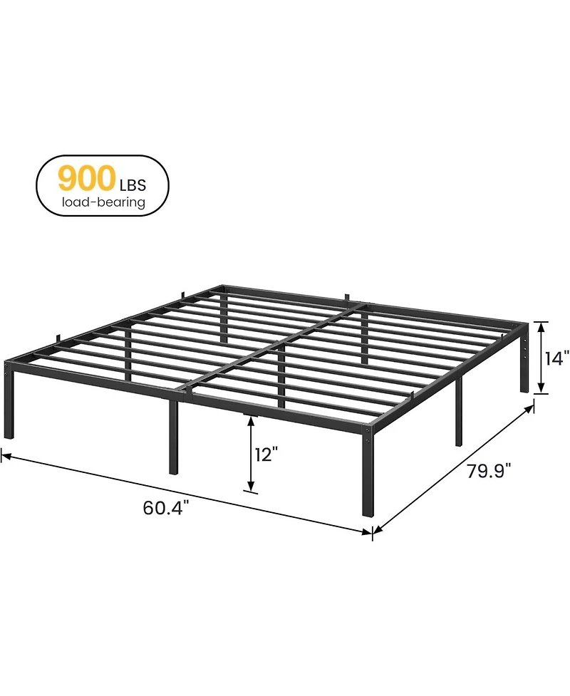 gaomon Twin 14 Inch Metal Platform Bed Frame Underbed Storage Heavy Duty Steel Slats Black