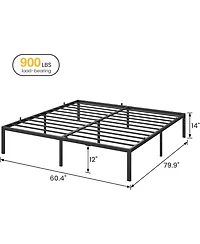 gaomon Twin 14 Inch Metal Platform Bed Frame Underbed Storage Heavy Duty Steel Slats Black