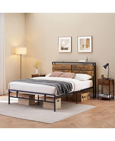 gaomon Full Size Bed Frame, Upholstered Platform with Overhead Placement Space