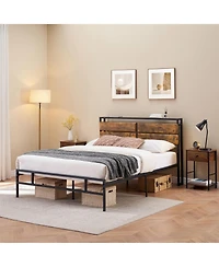gaomon Full Size Bed Frame, Upholstered Platform with Overhead Placement Space