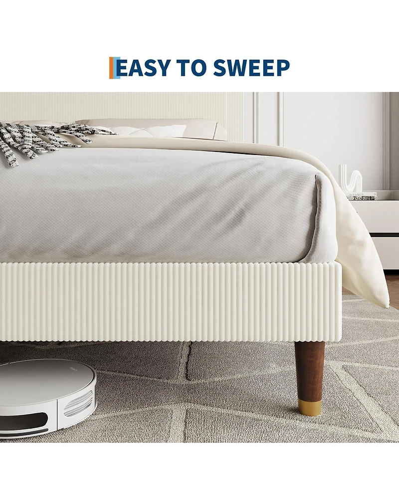 Gaomon King Bed Frame Upholstered Platform Bed with Fabric Headboard, Non-Slip and Noise-Free