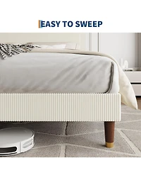 Gaomon King Bed Frame Upholstered Platform Bed with Fabric Headboard, Non-Slip and Noise-Free