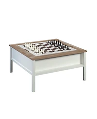 Flynama Gaming Coffee Table with Reversible Chess and Checkers Top 38Inch Square Multifunctional Furniture with Hidden Storage Shelf