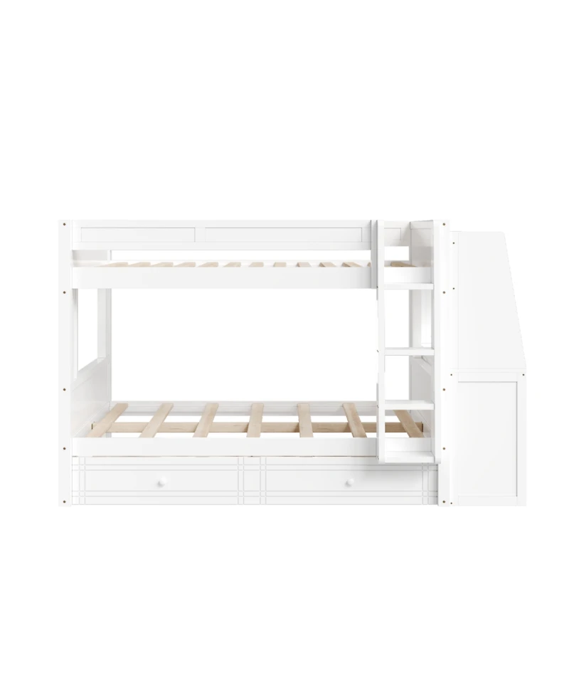 Streamdale Furniture Full Multifunctional Bunk Bed with Desk and Bookshelves, Drawers, Gray