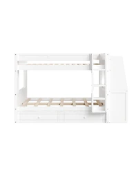 Streamdale Furniture Full Multifunctional Bunk Bed with Desk and Bookshelves, Drawers, Gray