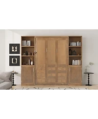 Streamdale Furniture Queen size wooden Murphy Bed with Storage Shelves & Cabinets
