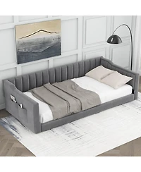Streamdale Furniture Streamdale Twin Xl Size Upholstery Daybed and Side Storage pocket,Gray