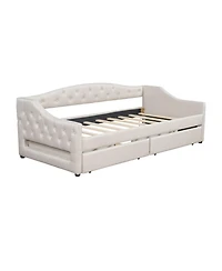 Streamdale Furniture Upholstered Twin Xl Daybed with Led Belt and 2 Drawers