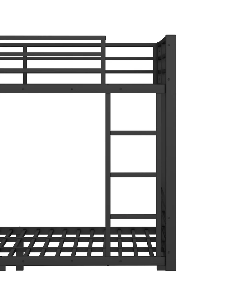 Streamdale Full/Full Metal Bunk Bed with Storage for Teens - Black