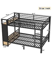 Streamdale Furniture Queen over Queen Metal Bunk Bed with Storage Shelves and Drawers