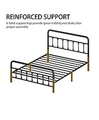Streamdale Queen Metal Bed Frame with Headboard, Black