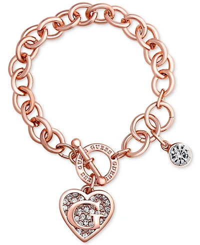 Guess Rose Gold-Tone Link Charm Bracelet