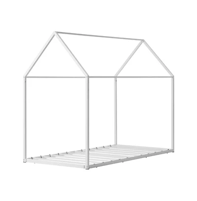 Slickblue Kids Floor Bed with Roof Design and Metal Frame