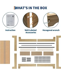 gaomon Queen Platform Bed Frame with Underbed Storage 10.24" Clearance Wood & Metal Slats No Headboard No Box Spring Gold