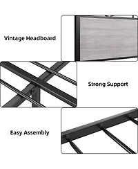 gaomon King Size Triangular Panel Platform Bed Light Gray Woodgrain Space-Saving No Box Spring