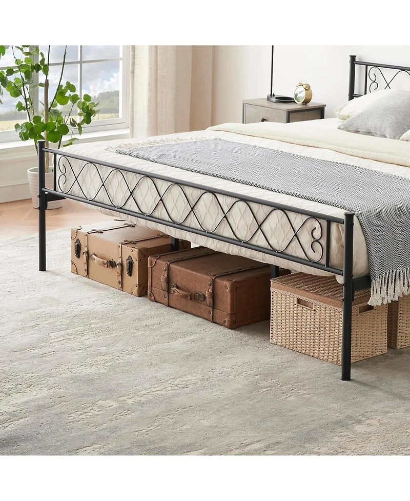 gaomon Modern Platform Bed Frame with Headboard Footboard 13.7 Inch Underbed Storage Metal Slats Black