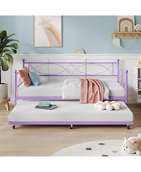 gaomon Twin Daybed with Trundle Metal Daybed and Trundle Set Sofa Bed Steel Slat Multifunctional Bedroom