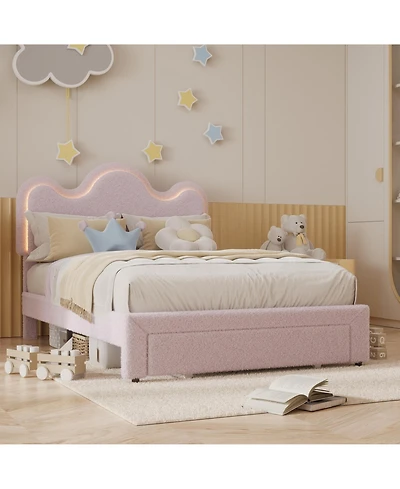 gaomon Full Bed Frames Lamb Velvet Twin Beds Cute Platform Bed Frame for Girls, Boys,Sturdy Platform Bed