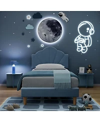 gaomon Velvet Platform Bed with Adjustable Headboard for Kids, Soft Upholstery, Wood Slat Support, Easy Assembly, No Box Spring