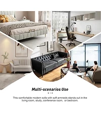 Hulala Home Wales Contemporary 84" Upholstered Button-tufted Sofa with Metal Legs