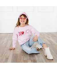 Sweet Wink Little Girls Xoxo Sequin Patch Valentine's Day Sweatshirt