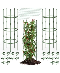 Gymax 3-Pack Garden Tomato Trellis 60'' Plant Support Cage w/ Adjustable Size for Plants