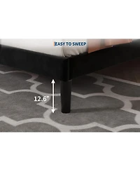gaomon Velvet Upholstered Bed Frame with Tufted Headboard