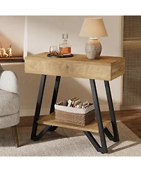 Tribesigns End Side Table for Living Room, Narrow Couch Arm Side Table with Storage Shelves, Small Bedside Nightstand