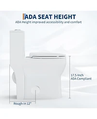 gaomon 17.5 Inch Tall Toilet, One-Piece Round Toilet with Ada Comfort Chair Height Seat, Powerful 0.8/1.28L Gpf Dual Flush