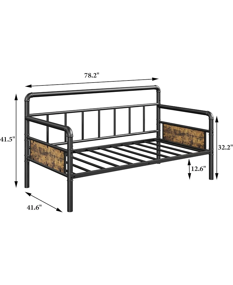 Gaomon Twin Daybed Frame with Headboard - Sturdy Metal & Mdf Sofa Bed for Living Room, Bedroom or Guest Easy Assembly