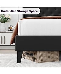 Gaomon King Velvet Platform Bed with Wingback Tufted Headboard & Wood Slats, No Box Spring Required