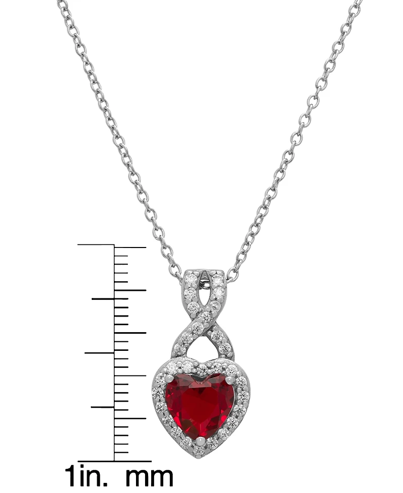 Macy's 2-Pc.Lab Grown Ruby (3.6 ct.tw.) And White Sapphire (0.78 ct.tw.) Infinity Heart Pendant Necklace and Earrings Set in Sterling Silver