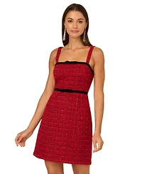 Adrianna Women's Square Neck Tweed Short Dress