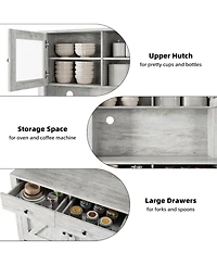 gaomon Modern Kitchen Food Cabinet with Adjustable Shelves, Spacious Countertop, Sturdy Organizer Pantry, Gray