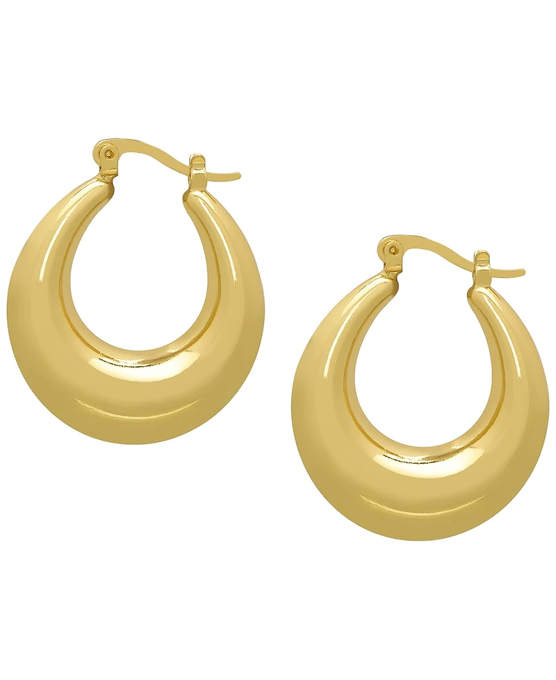 Macy's 14k Gold Plated Brass Domed Hoop Earrings