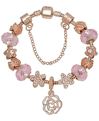 Macy's Floral Crystal Stone Charm Bracelet