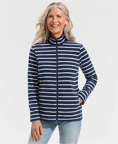 Lands' End Women's Petite Anyweather Fleece Full Zip Print Jacket