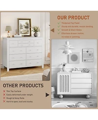 gaomon 10-Drawer White Dresser 47" Wide, Long Wooden Chest Storage Cabinet for Bedroom, Entryway, Living Room