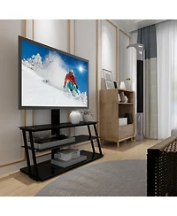 Streamdale Furniture Black Multi-Function Angle And Height Adjustable Tempered Glass Tv Stand