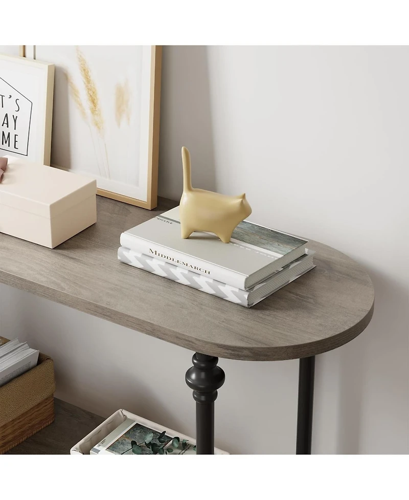 gaomon 43.3" Brown Entryway Console Table with Two-Tier Storage, Sturdy Sofa Table, Narrow Hallway