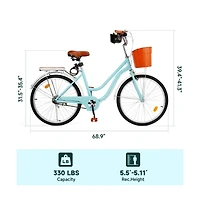 Artudatech 26-Inch Cruiser Bike for Family Rides, Low Step Frame with Passenger Seat & Footrests