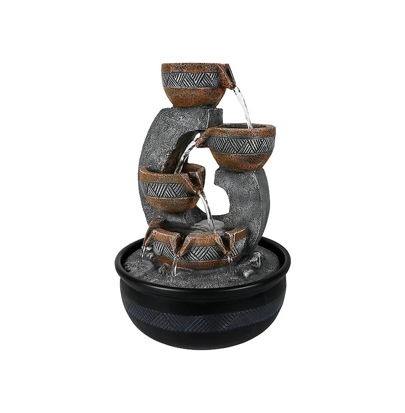 SunJet 15.7” Tabletop Water Fountain with Led Lights, Desktop Waterfall Fountain with Relaxing Water Sounds for Home & Office Decor