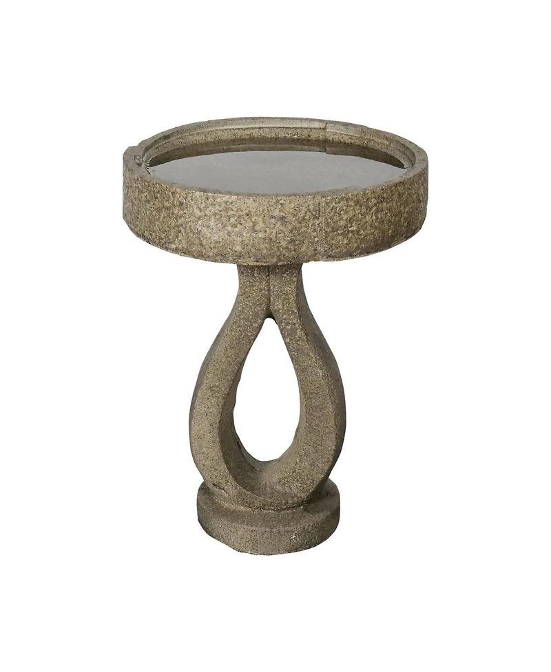 SunJet 21.8” Concrete Birdbath – Modern Outdoor Garden Pedestal Statue for Patio, Yard & Contemporary Garden Decor, 15.7”Dia X 21