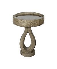 SunJet 21.8” Concrete Birdbath – Modern Outdoor Garden Pedestal Statue for Patio, Yard & Contemporary Garden Decor, 15.7”Dia X 21