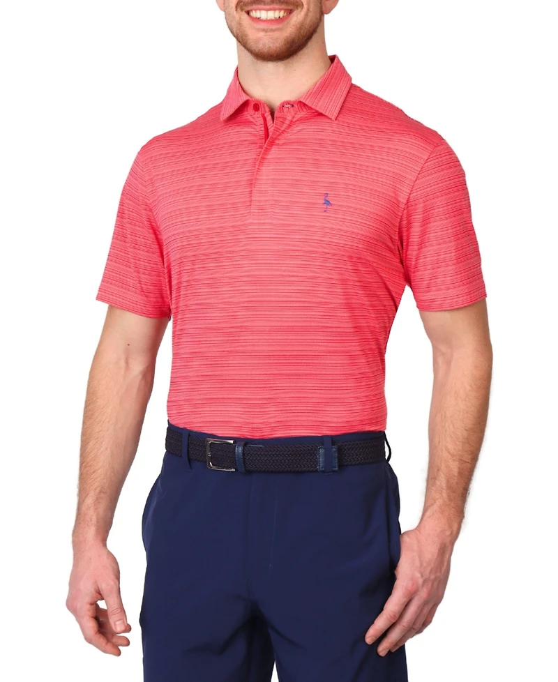 Tailorbyrd Men's Yarn Dye Stripe Performance Polo w/Covered Zipper Placket