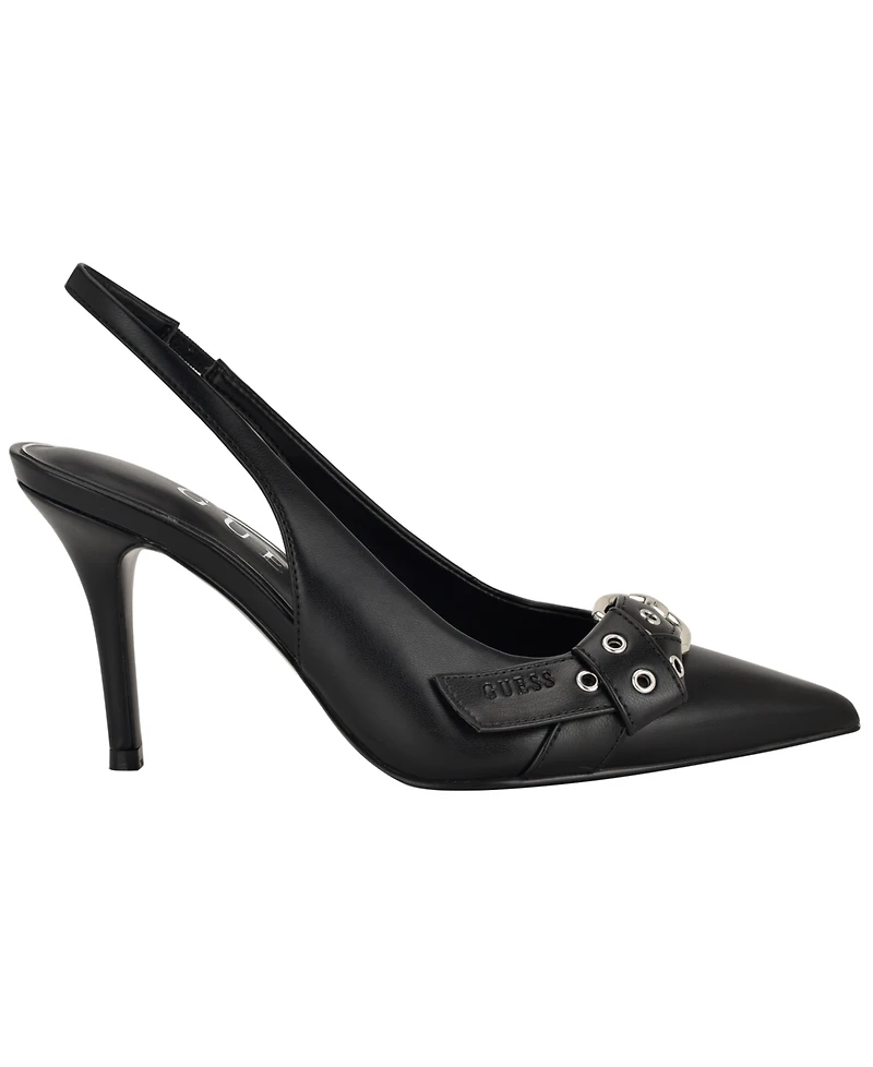 Guess Women's Prissie Buckle Grommet Pointed Toe Slingback Pumps